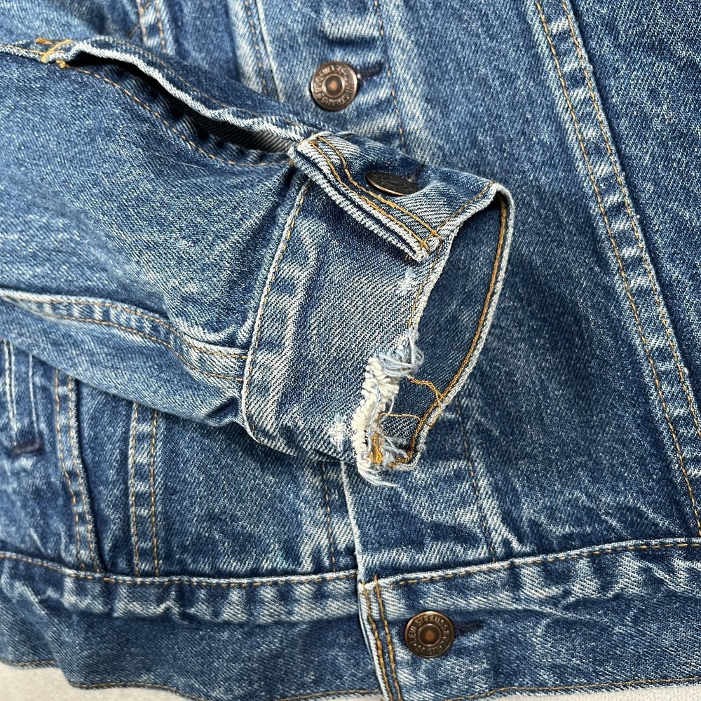 VTG Levi's 70506 0216 Denim Trucker Jacket Made In USA Size 40 L Distressed - Picture 7 of 11